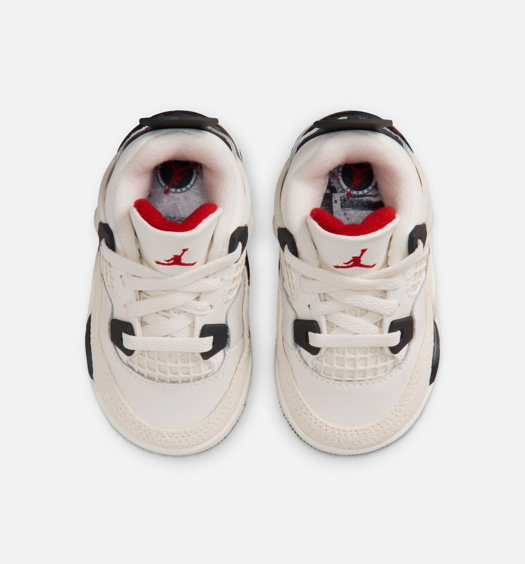 Air Jordan 4 Retro Flight Club Infant & Toddler Lifestyle Shoes - Sail / Black / University Red