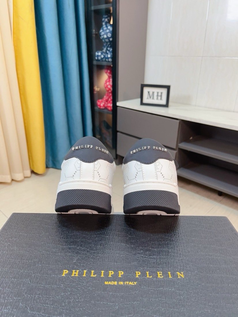 Philipp Plein White Black Accent Sneakers