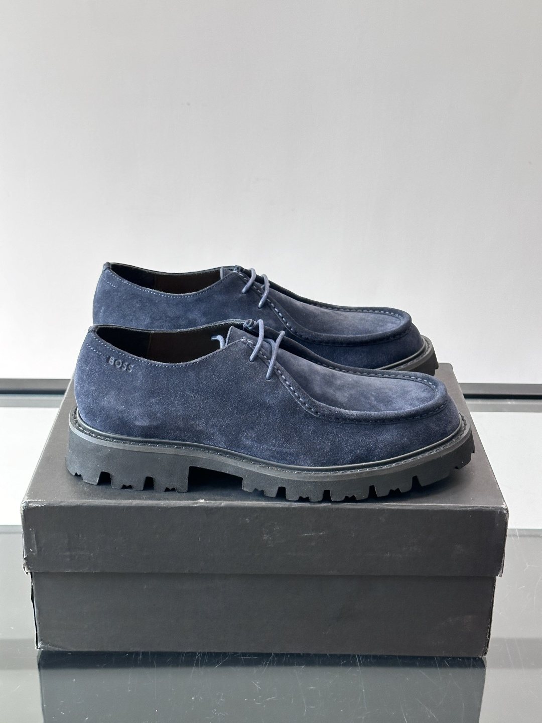 BOSS Men's Suede Lug Sole Derby Shoes